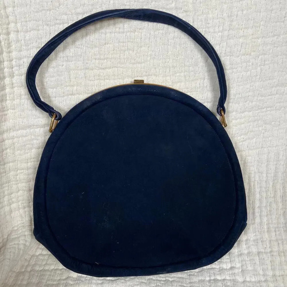Vintage KORET Calf Suede Clamshell Purse w Accessories - Picture 7 of 15